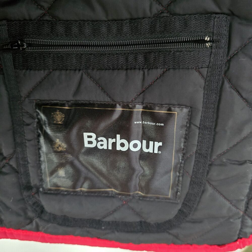 Barbour Red Quilted Jacket with Black Collar - Picture 11 of 13